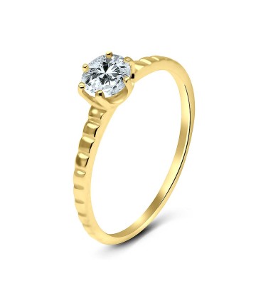 Gold Plated CZ Silver Rings NSR-2842-GP